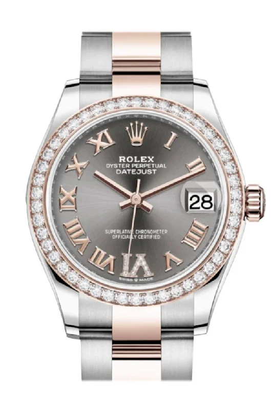 Rolex Yacht-Master 42mm black dial -Rolex Datejust 31 Rhodium VI Diamonds Dial Diamond Bezel Rose Gold Two Tone Watch 278381RBR 278381