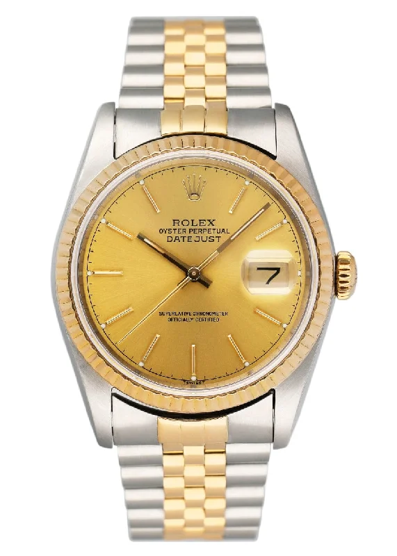 Rolex Explorer with durable stainless steel case -Rolex Datejust 16233 Champagne Dial Mens Watch