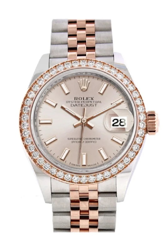 Rolex Submariner 40mm watch -Rolex Datejust 28 Sundust Dial Diamond Bezel Rose Gold Two Tone Watch 279381RBR 279381