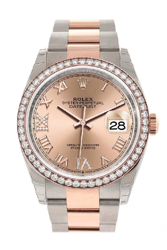 Rolex Milgauss with blue dial -Rolex Datejust 36 Rose Set with Diamonds Dial Diamond Bezel Rose Gold Two Tone Watch 126281RBR 126281 NP