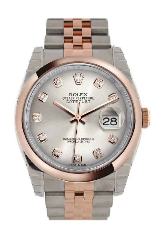 Rolex Explorer with durable design -Rolex Datejust 36 Silver set with diamonds Dial Steel and 18k Rose Gold Jubilee Watch 116201 Pre-owned