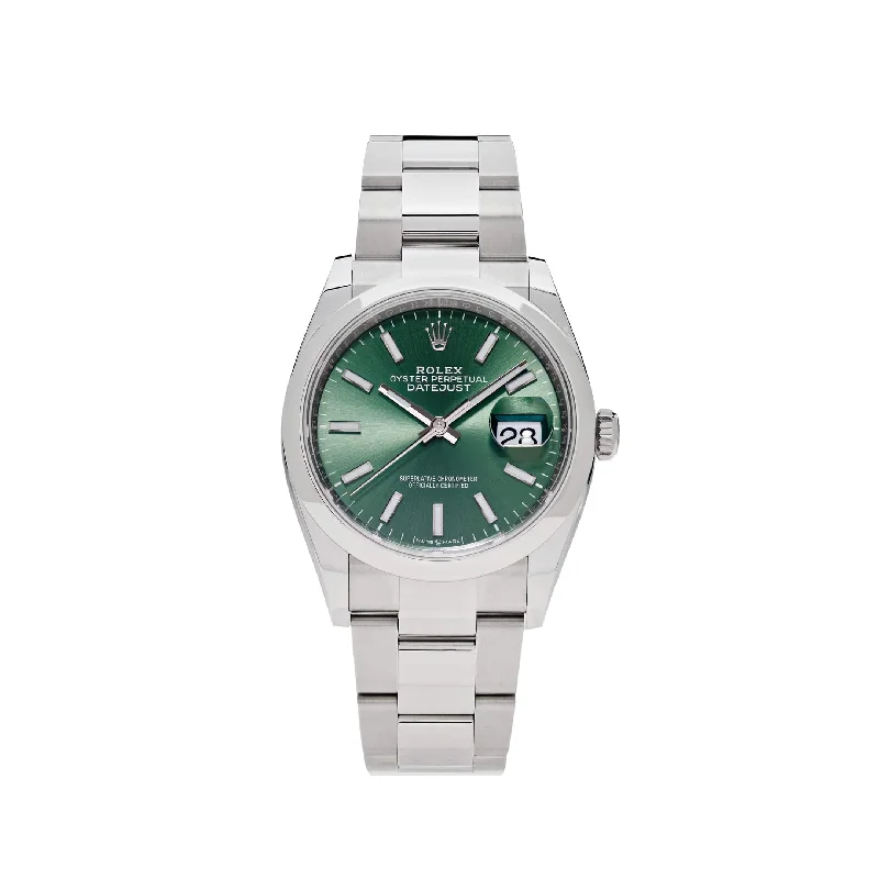 Rolex Day-Date with classic white dial -Rolex Datejust 126200 Stainless Steel Green Dial Oyster