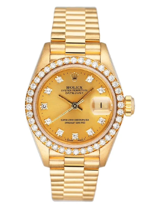 Rolex Air-King with automatic movement -Rolex Datejust 69138 Diamond Dial & Bezel Ladies Watch Box Papers