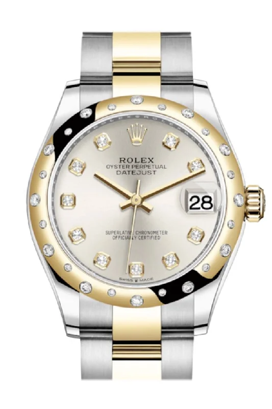 Rolex Submariner Date stainless steel -Rolex Datejust 31 Silver Diamonds Dial Diamond Bezel Yellow Gold Two Tone Watch 278343RBR 278343 NP