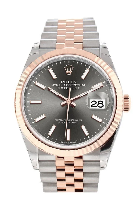 Rolex Milgauss with stainless steel case -Rolex Datejust 36 Dark Rhodium Dial Fluted Rose Gold Two Tone Jubilee Watch 126231