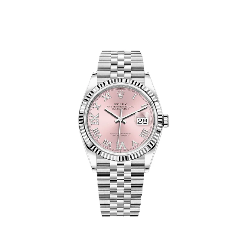 Rolex Explorer with iconic black dial -Rolex Datejust 126234 White Gold Stainless Steel Pink Dial Jubilee