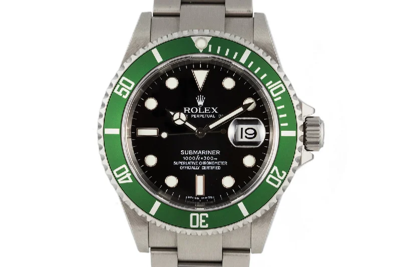 Rolex Air-King with black dial -2006 Rolex Green Submariner 16610LV with Box and Papers