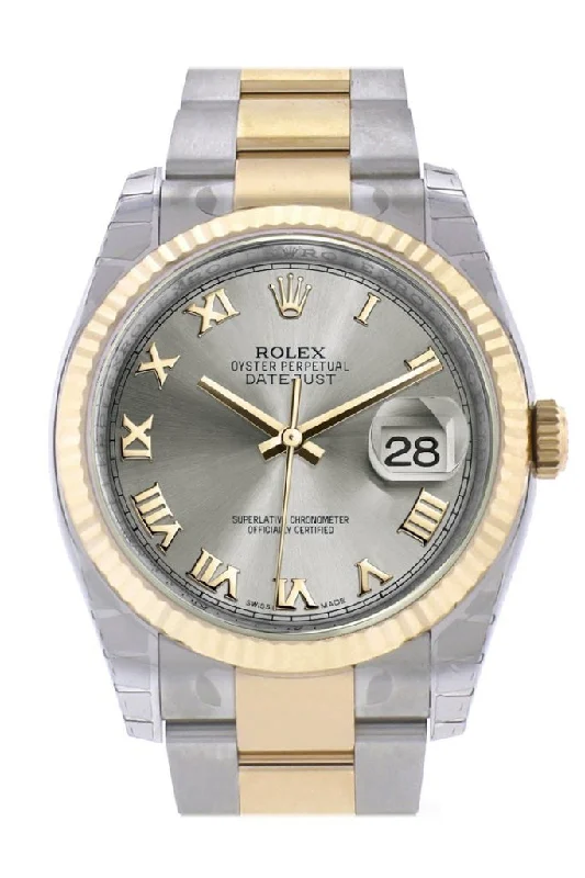 Rolex Submariner with steel and gold -Rolex Datejust 36 Steel Roman Fluted 18K Gold Two Tone Oyster Watch 116233 Pre-owned