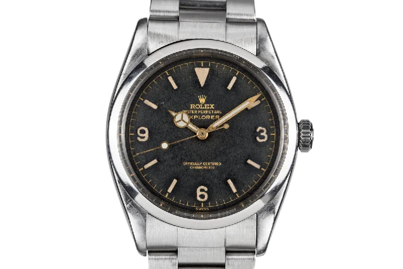 Rolex Air-King with vintage design -1957 Rolex Explorer I 6610 SWISS Only Gilt Dial with Service Papers