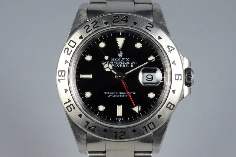 Rolex Submariner with green bezel model -1999 Rolex Explorer II 16570 with Black Dial