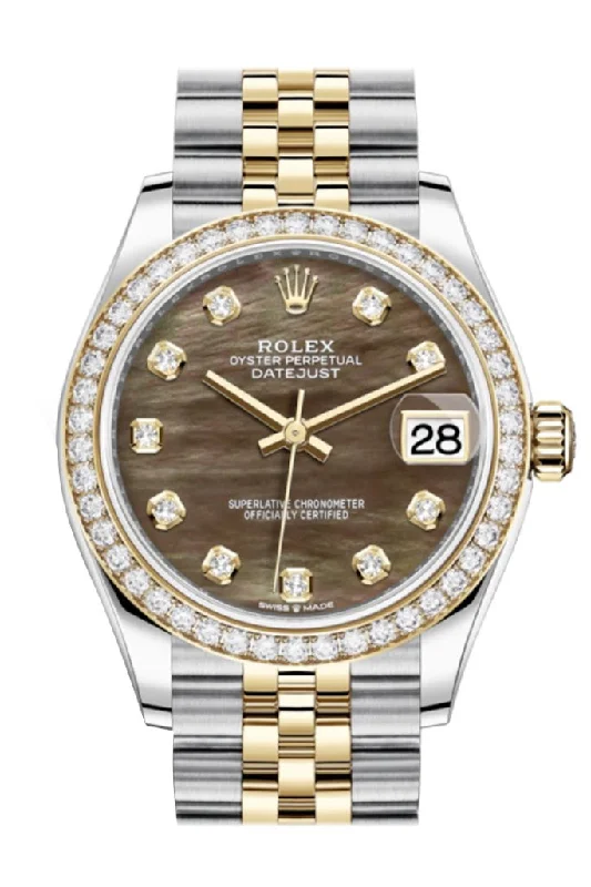 Rolex Sky-Dweller with two-tone dial -Rolex Datejust 31 Black mother-of-pearl Diamonds Dial Diamond Bezel Yellow Gold Two Tone Jubilee Watch 278383RBR 278383