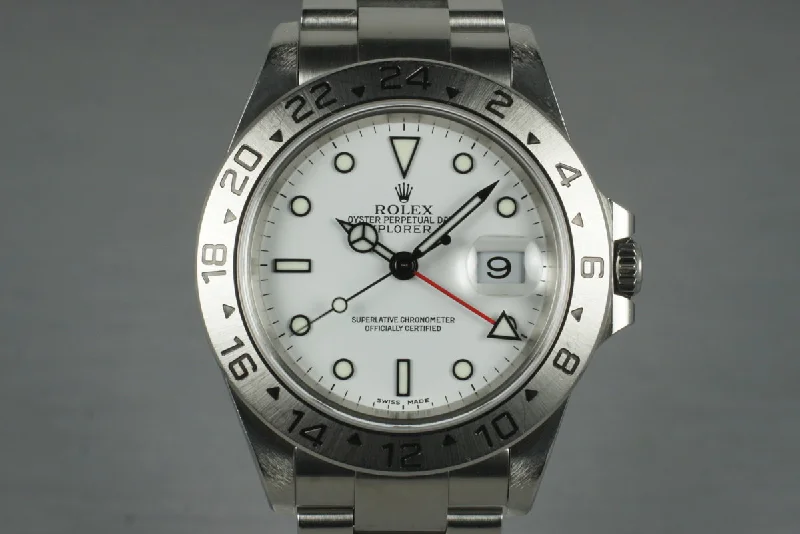 Rolex watches with rotating dive bezel -2000 Rolex Explorer II 16570 with White Dial