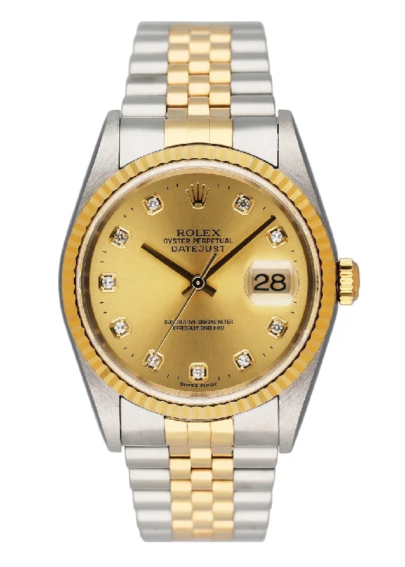 Rolex Day-Date 36mm with gold case -Rolex Datejust 16233 Diamond Dial Mens Watch