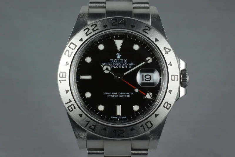 Rolex GMT-Master II with green bezel -2009 Rolex Explorer II 16570 with Box and Papers with 3186 Movement