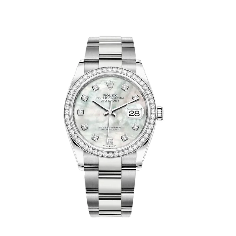 Rolex Air-King with automatic movement -Rolex Datejust 126284RBR Stainless Steel White Gold Mother of Pearl Dial