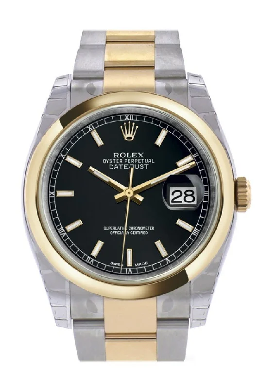 Rolex Datejust 41mm with fluted bezel -Rolex Datejust 36 Black Dial 18k Gold Two Tone Oyster Watch 116203 Pre-owned