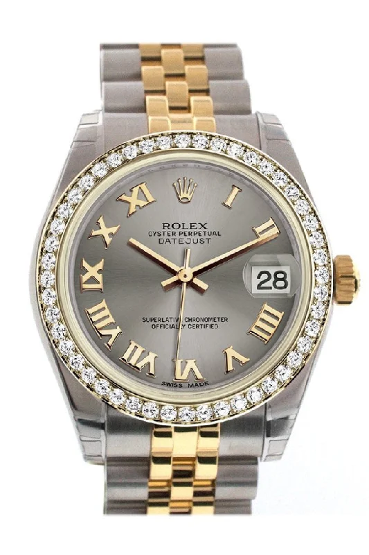 Rolex Milgauss with stainless steel finish -Rolex Datejust 31 Steel Roman Dial Diamond Bezel Jubilee Yellow Gold Two Tone Watch 178383 Pre-owned