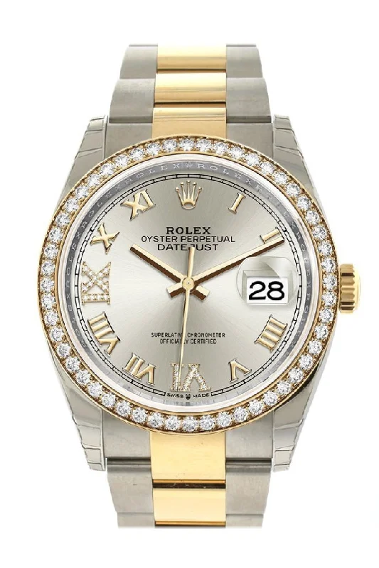 Rolex Day-Date with platinum features -Rolex Datejust 36 Silver set with diamonds Dial Diamond Bezel Oyster Yellow Gold Two Tone Watch 126283RBR 126283 NP