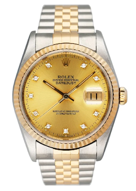 Rolex Day-Date with diamond markers -Rolex Datejust 16233 Diamond Dial Mens Watch