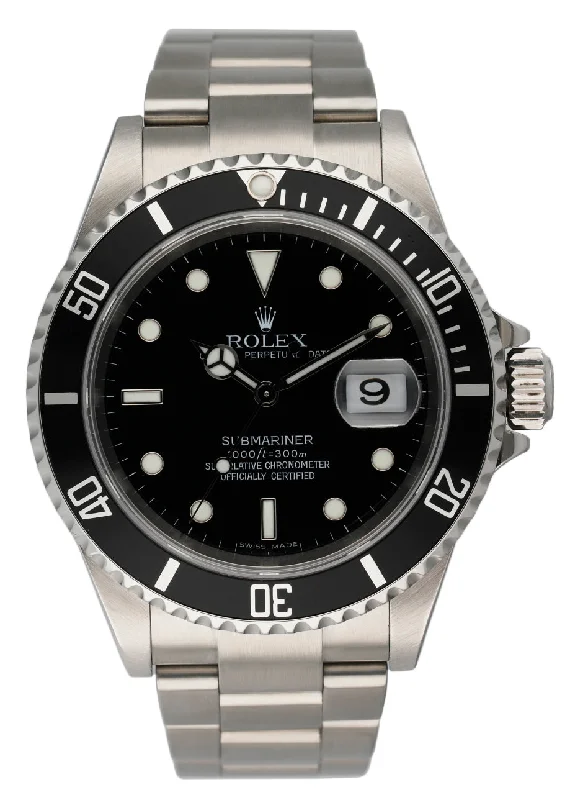 Rolex watches for luxury collectors -Rolex Oyster Perpetual Submariner 16610 Mens Watch Box & Papers