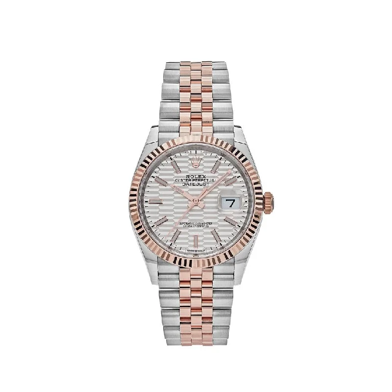 Rolex Datejust 41mm with white gold accents -Rolex Datejust 126231 Rose Gold Stainless Steel Silver Fluted Motif Dial