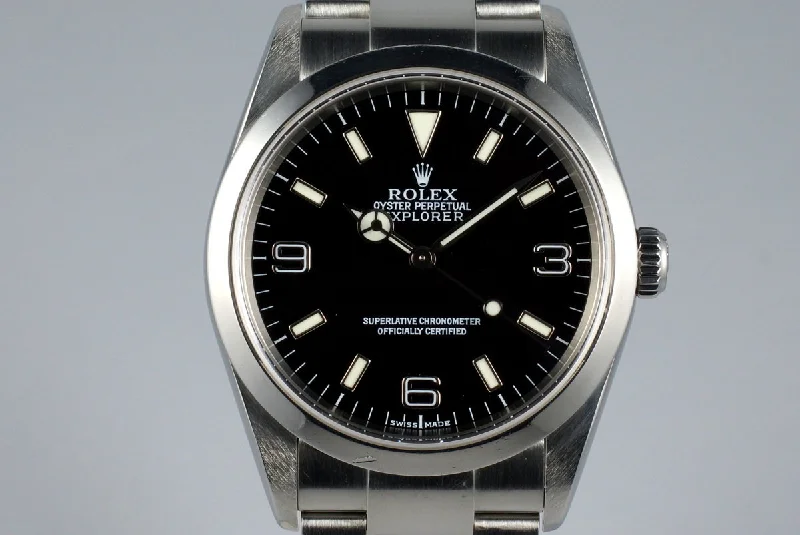 Rolex Explorer I with black bezel -2002 Rolex Explorer 114270