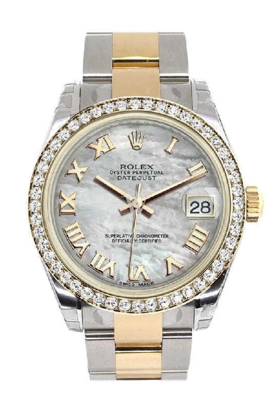 Rolex Sea-Dweller with professional-grade features -Rolex Datejust 31mm White mother-of-pearl Roman Dial Diamond Bezel Yellow Gold Two Tone Watch 178383 Pre-owned