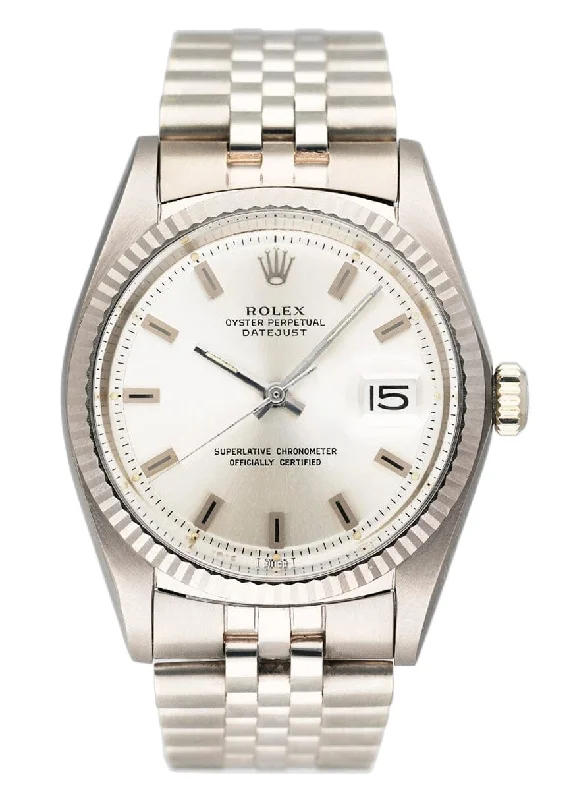 Rolex Sea-Dweller 43mm with steel bracelet -Rare Rolex Datejust 1601 Silver Prototype Dial 18K White Gold Mens Watch