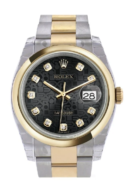 Rolex Milgauss with stainless steel finish -Rolex Datejust 36 Black Jubilee Diamond Dial 18k Gold Two Tone Oyster Watch 116203 Pre-owned