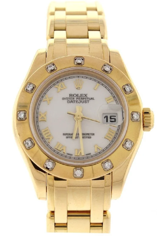 Rolex watches with limited-edition models -Rolex Oyster Perpetual Pearlmaster 18kt Yellow Gold Diamond Ladies Watch 80318