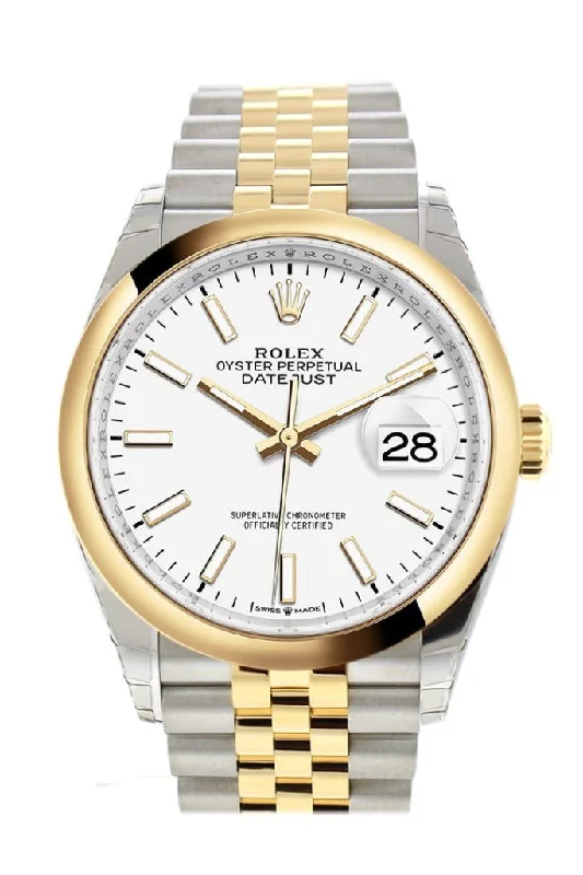 Rolex Air-King automatic watch -Rolex Datejust 36 White Dial Dome Bezel Jubilee Yellow Gold Two Tone Watch 126203 NP