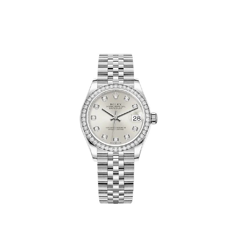 Rolex Datejust with white Roman numerals -Rolex Datejust 278384RBR 'Ladies' White Gold Stainless Steel Silver Dial