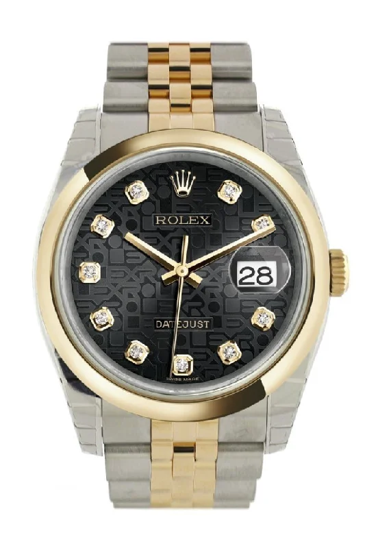 Rolex Air-King with automatic movement -Rolex Datejust 36 Black Jubilee Diamond Dial 18k Gold Two Tone Jubilee Watch 116203 Pre-owned