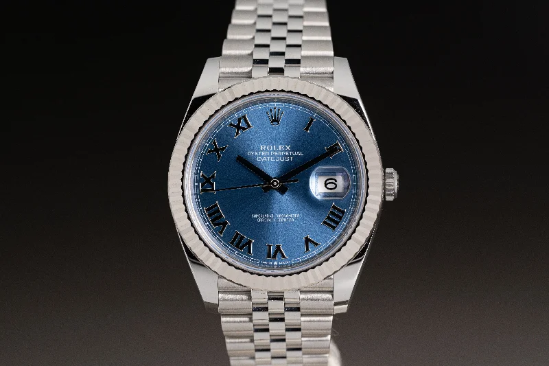 Rolex Day-Date with luxury materials -2023 Rolex 41mm Datejust 126334 Blue Dial Silver Roman Markers Jubilee Band Box, Card & Hangtags