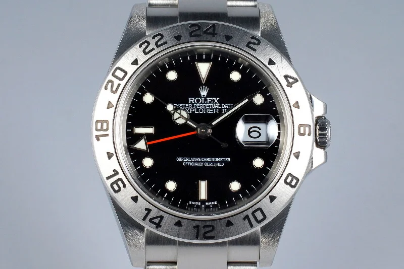 Rolex Day-Date with classic leather strap -2004 Rolex Explorer II 16570 Black Dial