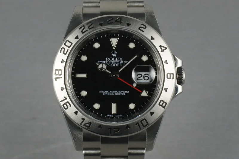 Rolex Submariner with black bezel -Rolex Explorer II 16570 No holes D serial Box and Papers