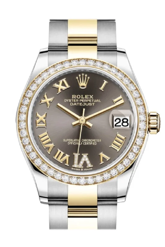 Rolex Milgauss with green sapphire crystal -Rolex Datejust 31 Dark Grey VI Diamond Bezel Yellow Gold Two Tone Watch 278383RBR 278383