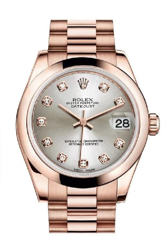 Rolex Explorer II with dual-time zone feature -Rolex Datejust 31 Silver Diamond Dial 18K Everose Gold President Ladies Watch 178245 Pre-owned