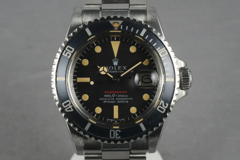 Rolex Submariner Date 40mm with green bezel -1969 Rolex Red Submariner 1680 Mark 4 with Faded Fat Font Insert