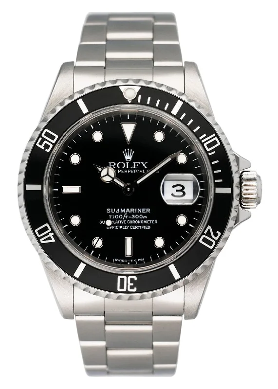 Rolex watches with anniversary edition designs -Rolex Submariner Date 16610 Mens Watch Box Papers