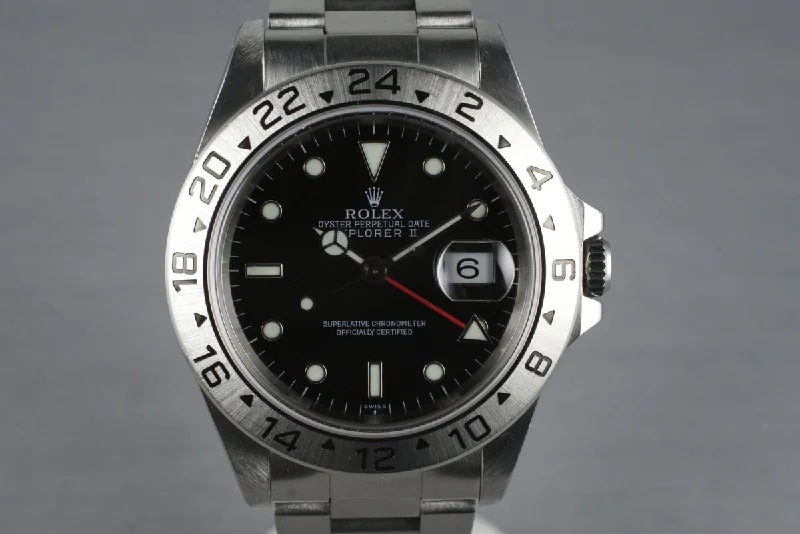 Rolex GMT-Master II with green bezel -1999 Rolex Explorer II 16570 Black Dial with Box and Papers