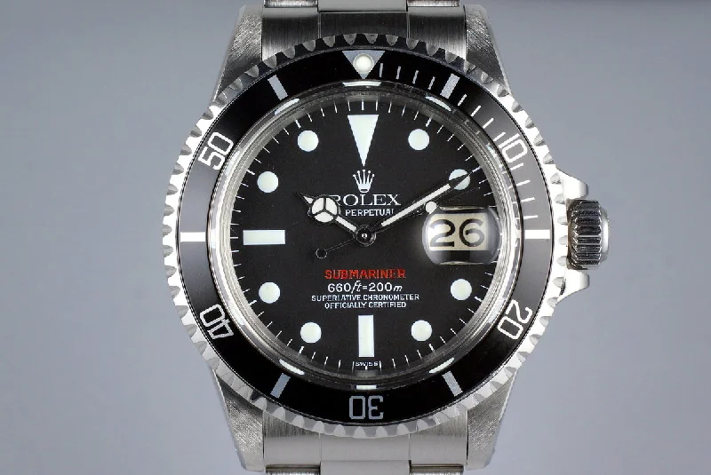 Rolex Submariner with steel bracelet -1970 Rolex Red Submariner Ref: 1680 Luminova Service Dial