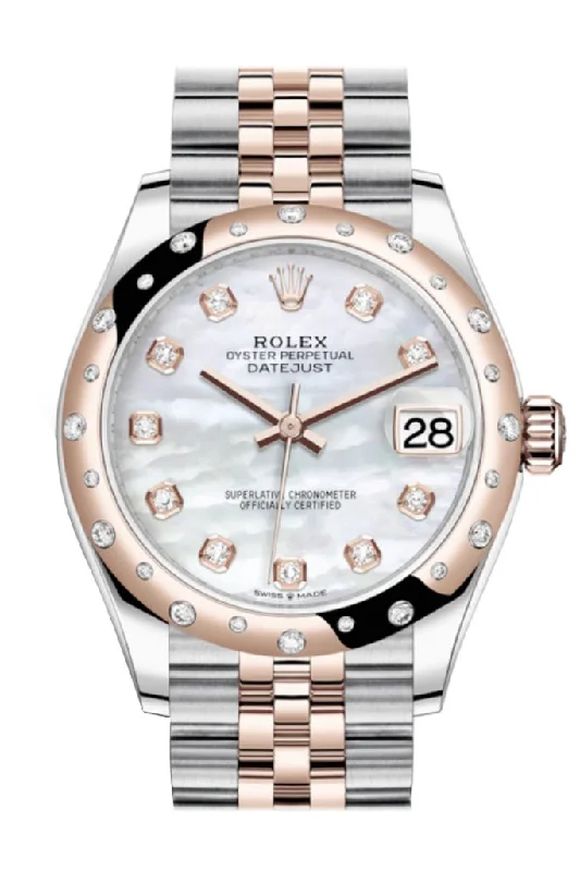 Rolex Sea-Dweller 50th Anniversary edition -Rolex Datejust 31 White mother-of-pearl Diamonds Dial Diamond Bezel Jubilee Rose Gold Two Tone Watch 278341RBR 278341