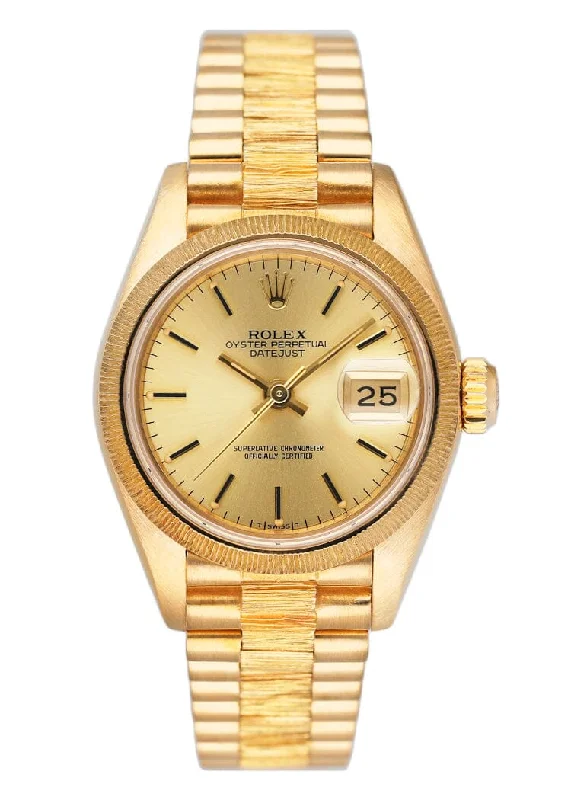 Rolex Datejust 41mm with two-tone bracelet -Rolex Datejust 69278 Champagne Dial Bark Finish Ladies Watch