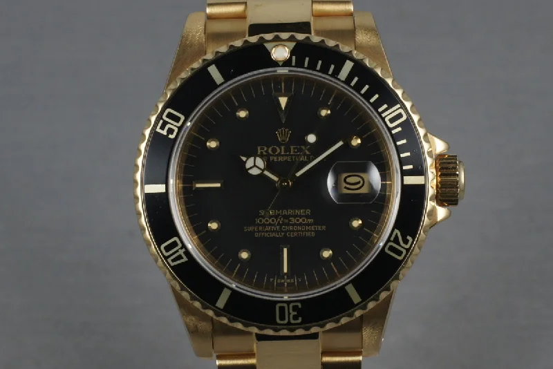 Rolex Daytona with gold accents -Submariner 18K  16808 Black Nipple Dial with Box and Papers