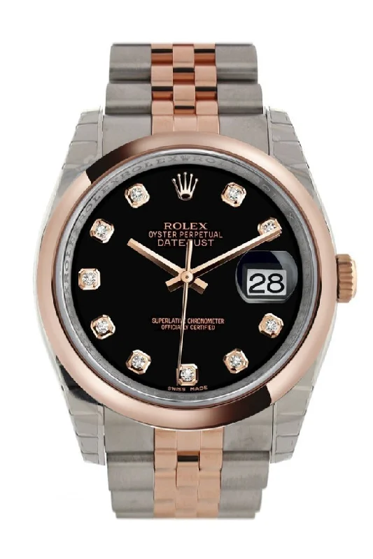 Rolex Deepsea 44mm with extended water resistance -Rolex Datejust 36 Black set with diamonds Dial Steel and 18k Rose Gold Jubilee Watch 116201