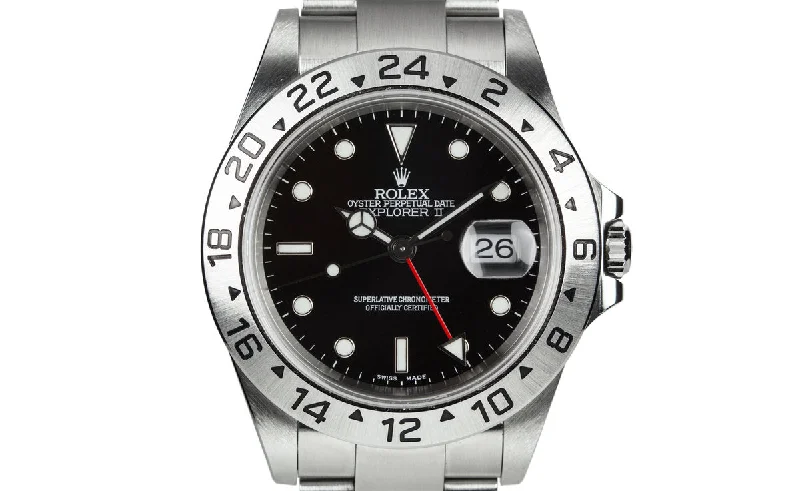 Rolex watches with rotating dive bezel -2001 Rolex Explorer II 16570 with Black Dial