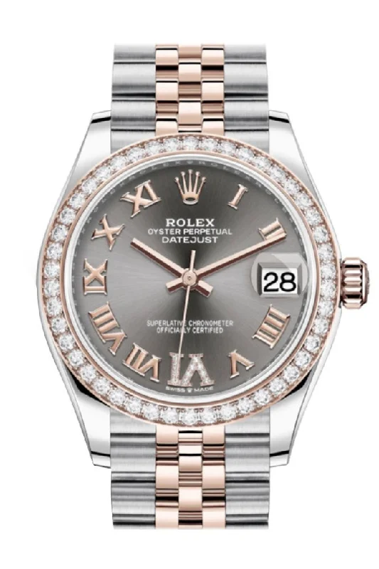 Rolex 18k gold Datejust watches -Rolex Datejust 31 Rhodium VI Diamonds Dial Diamond Bezel Rose Gold Two Tone Jubilee Watch 278381RBR 278381