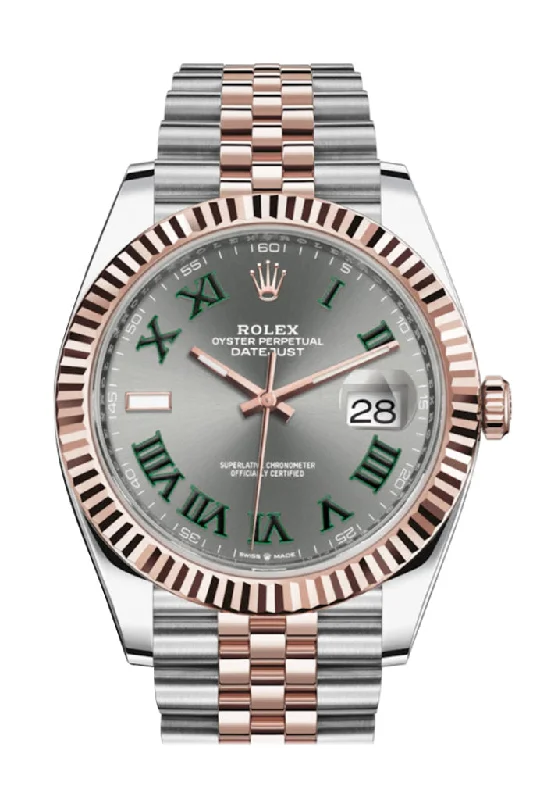 Rolex Datejust with diamond markers -Rolex Datejust 41 Slate Dial Men's Steel and 18kt Everose Gold Jubilee Watch 126331