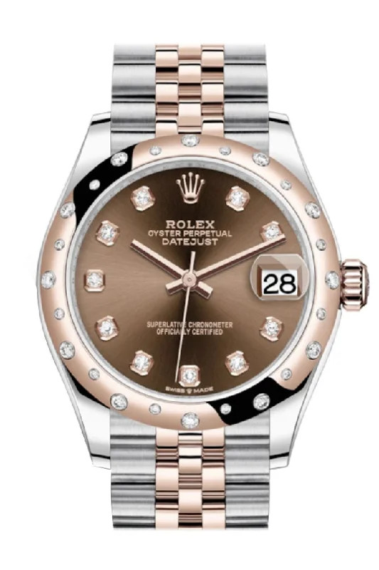 Rolex GMT-Master II for global travelers -Rolex Datejust 31 Chocolate Diamonds Dial Diamond Bezel Jubilee Rose Gold Two Tone Watch 278341RBR 278341